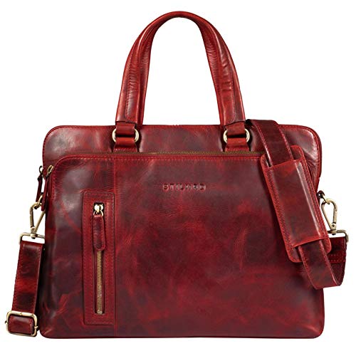 Cartable mallette en cuir rouge vintage pour laptop 15 pouces pour femme