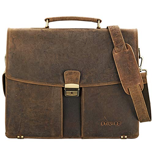 Cartable Stilord pour prof en cuir marron vintage classique