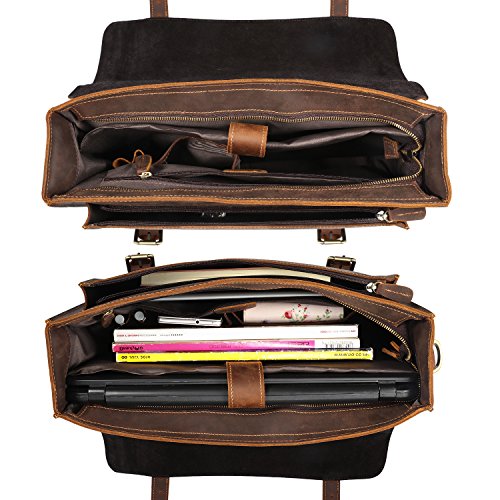 Cartable au design vintage et intemporel en cuir avec compartiment ordinateur