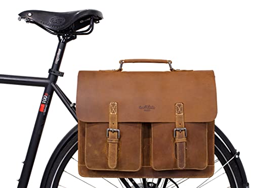 Cartable vélo en cuir cognac Gusti