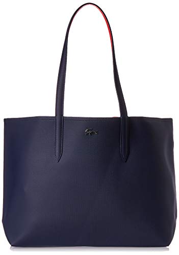 Grand cabas en cuir Lacoste bleu marine