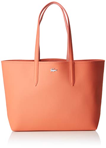 Grand cabas en cuir Lacoste rose corail