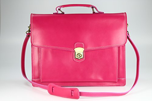 Cartable femme en cuir rose original Beli avec bandoulière et fermoir tuck sécurisé