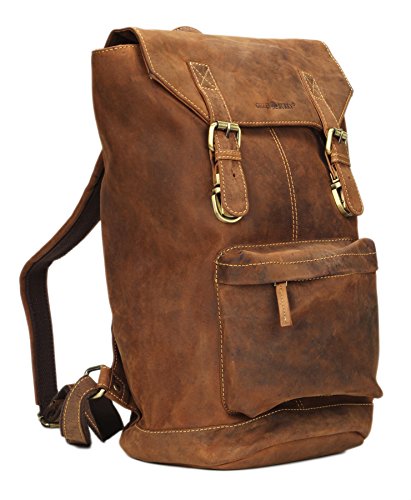 Grand sac à dos original en cuir marron vintage pour femme Greenburry
