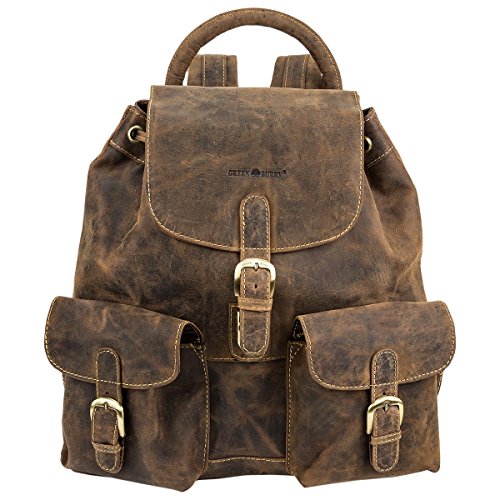 Grand sac à dos original en cuir marron vintage pour femme Greenburry style baroudeuse