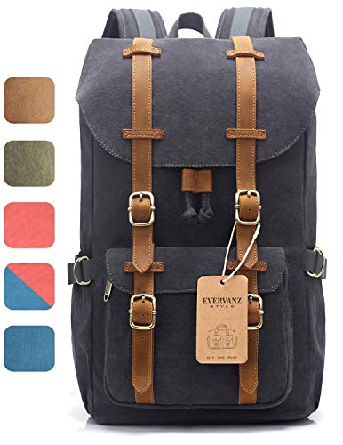 Grand sac à dos étudiant Evervanz pour ordinateur style cuir et toile