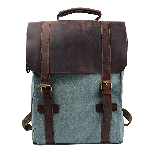 Sac à dos cuir et toile pour femme marron et bleu S-Zone