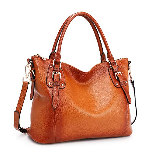 Grand sac cartable en cuir cognac Kattee pour femme