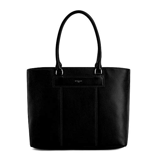 Grand sac cartable Le Tanneur en cuir grainé noir style cabas