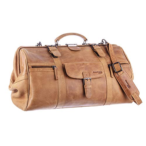 sac week-end façon infirmière cuir 42 litres, cognac cuir Greenland