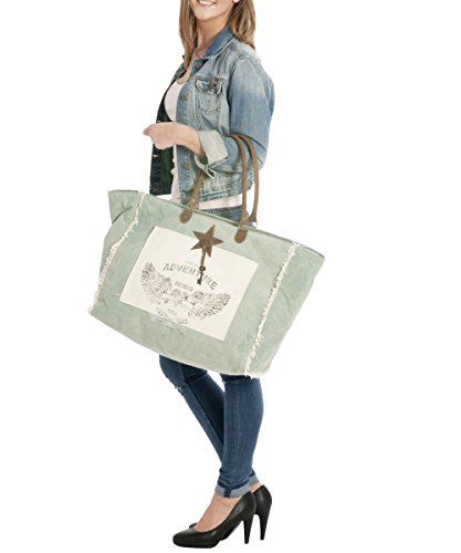 Sac cabas cuir et toile Aventure pour shopping