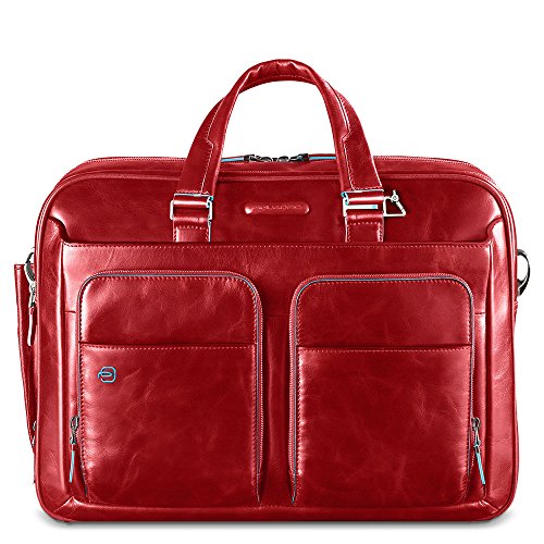 Grande sacoche professionnelle cuir rouge brilliant Piquadro