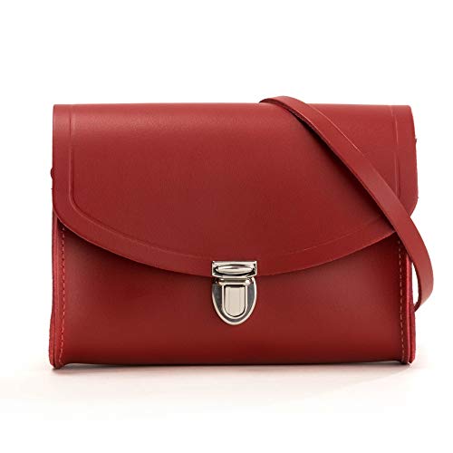 Mini Cartable en cuir rouge mat, cuir de selle, de taille S, idéal comme sac à main pour femme active, étudiante ou enseignante, design vintage rétro