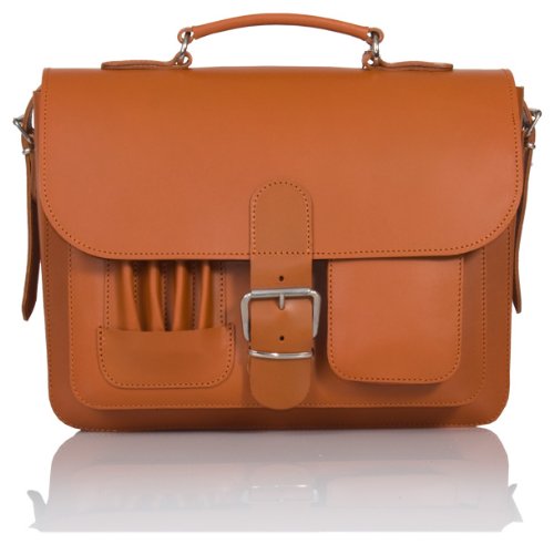 Cartable original à bretelles adulte Uberbag Cognac, en cuir avec tannage végétal