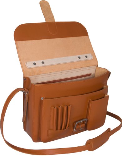 Cartable original à bandoulière adulte Uberbag Cognac, en cuir avec tannage végétal