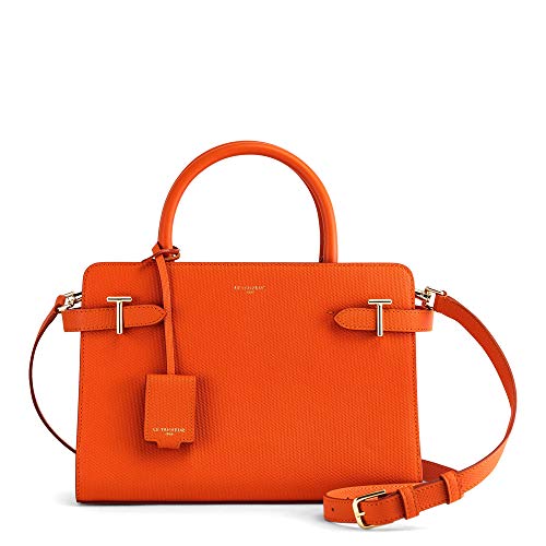 Petit sac cartable Le Tanneur en cuir grainé orange flashi 