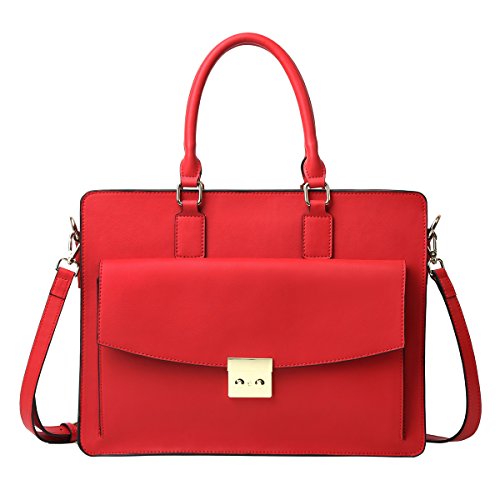 Porte-documents en cuir rouge vif pour femme Leathario