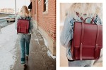 cartable en cuir rouge pour femme