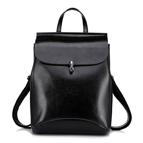 Sac à dos cartable femme en cuir noir pour femme au style urbain et épuré