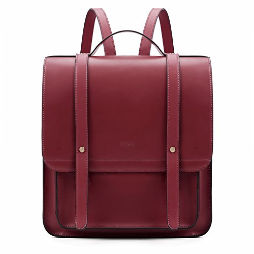 Sac à dos cartable esprit Satchel, signé Ecosusi rouge en cuir PU (cuir synthétique), idéal à vélo