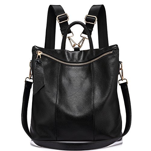 Sac à dos chic et féminin en cuir noir à porter en bandoulière ou de façon casual sur le dos