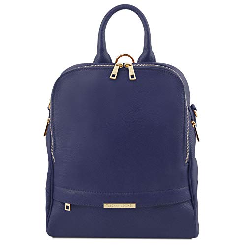 Sac à dos urbain en cuir bleu pour femme