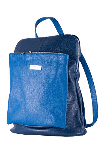 Sac à dos en cuir bleu navy et bleu vif Borderline pour femme