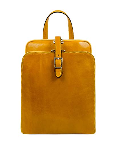 Sac à dos chic et féminin en cuir jaune à porter en bandoulière ou de façon casual sur le dos Time résistance