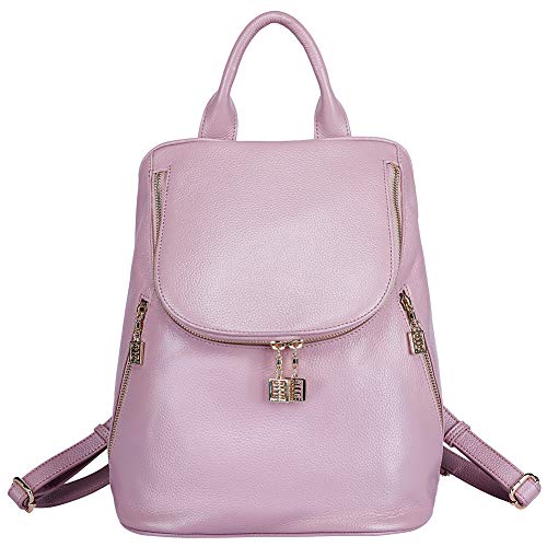 Sac à dos en cuir rose pale grainé pour femme Boyatu très chic