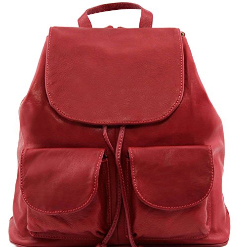 Sac à dos en cuir rouge Tuscany Leather pour femme