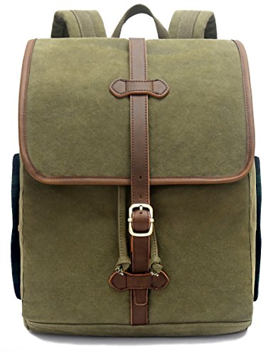 Sac à dos Evervanz vert, cuir et coton avec compartiment laptop