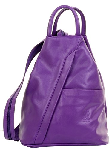 Sac à dos en cuir violet vif pour femme