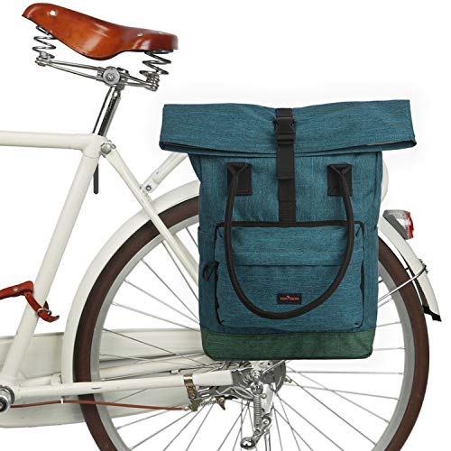 Sac à dos en toile imperméable qui se fixe sur le vélo, bleu, imperméable esprit rétro pour laptop