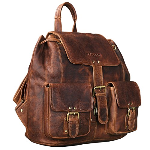 Sac à dos en cuir marron Vintage Stilord pour femme