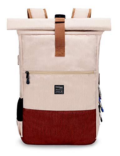 Le sac à dos Roll-up pour laptop en toile et cuir Evervanz