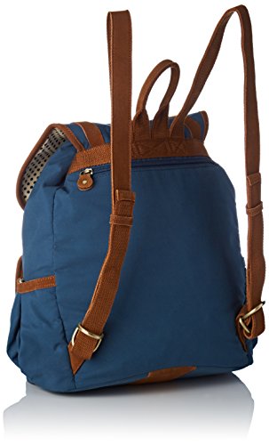 Sac à dos tendance en cuir et toile marron et bleu Mila et Louise