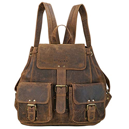 Sac à dos femme en cuir Vintage Stilord Larissa pour ordinateur 13,3 pouces