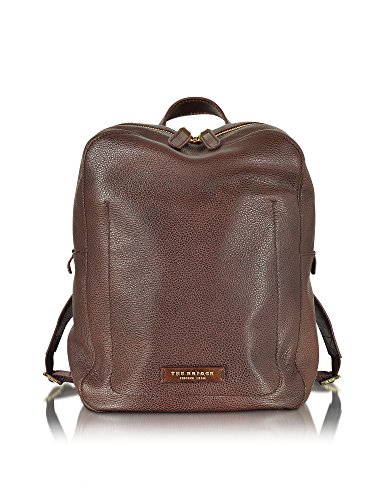 Petit sac à dos homme en cuir marque luxe The Bridge, cuir marron foncé grainé