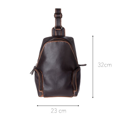 Dimensions du sac à dos en cuir bretelle unique de chez Dudu pour homme