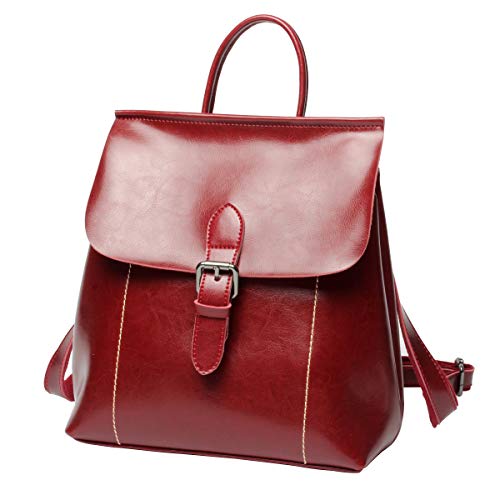 Sac à dos rouge en cuir rouge pour femme