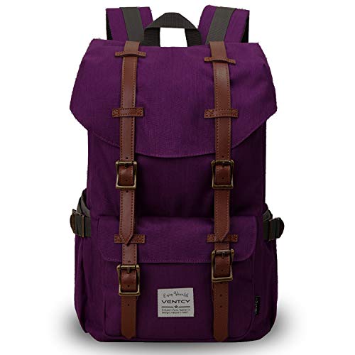 sac à dosn toile original et vintage pour femme, violet pouvant accueillir un ordinateur 14 pouces.