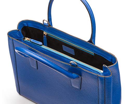 Working bag pour femme en cuir pleine fleur bleu Sagebrown avec anses