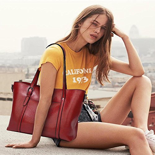 Sac Cartable rouge pour femme, Esprit fourre-tout pour ordinateur en cuir PU (cuir synthétique)