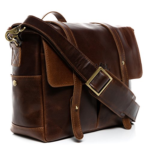 Sac cartable bandoulière femme cuir marron Sid and Vain