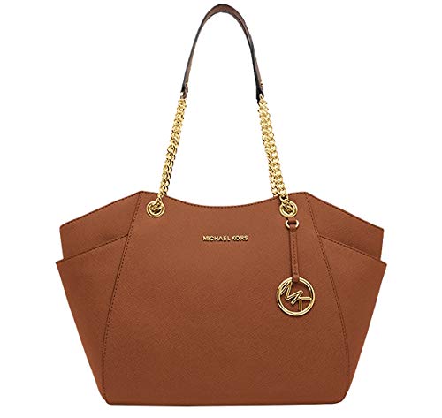 Sac cartable luxe en cuir marron cognac avec chaine pour femme Michael Kors