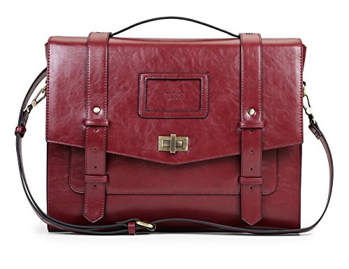 Sac cartable rouge vintage Ecosusi (cuir synthétique)