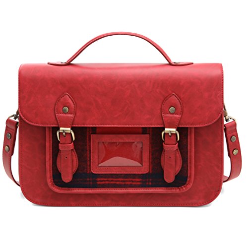 Sac cartable esprit Satchel, ecosusi rouge en cuir PU (cuir synthétique)