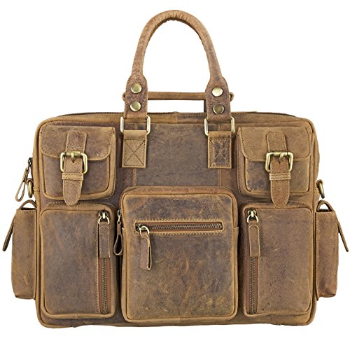 Sac cartable en cuir vintage Stilord au look original multipoches