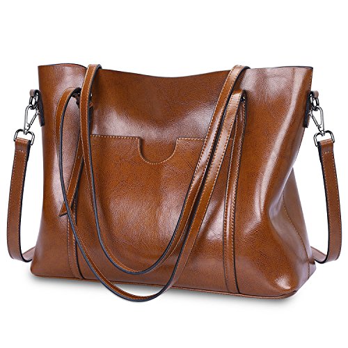 Grand sac cabas cartable femme en cuir marron Ecosusi