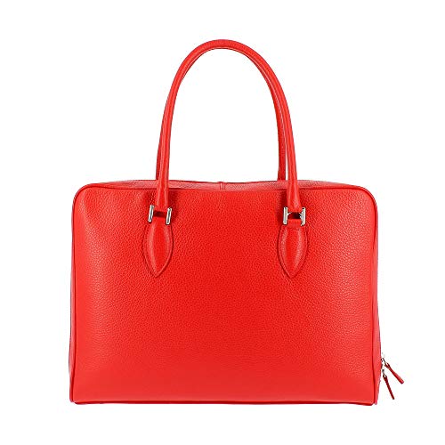 Sac cartable femme en cuir grainé rouge pour femme Dudu